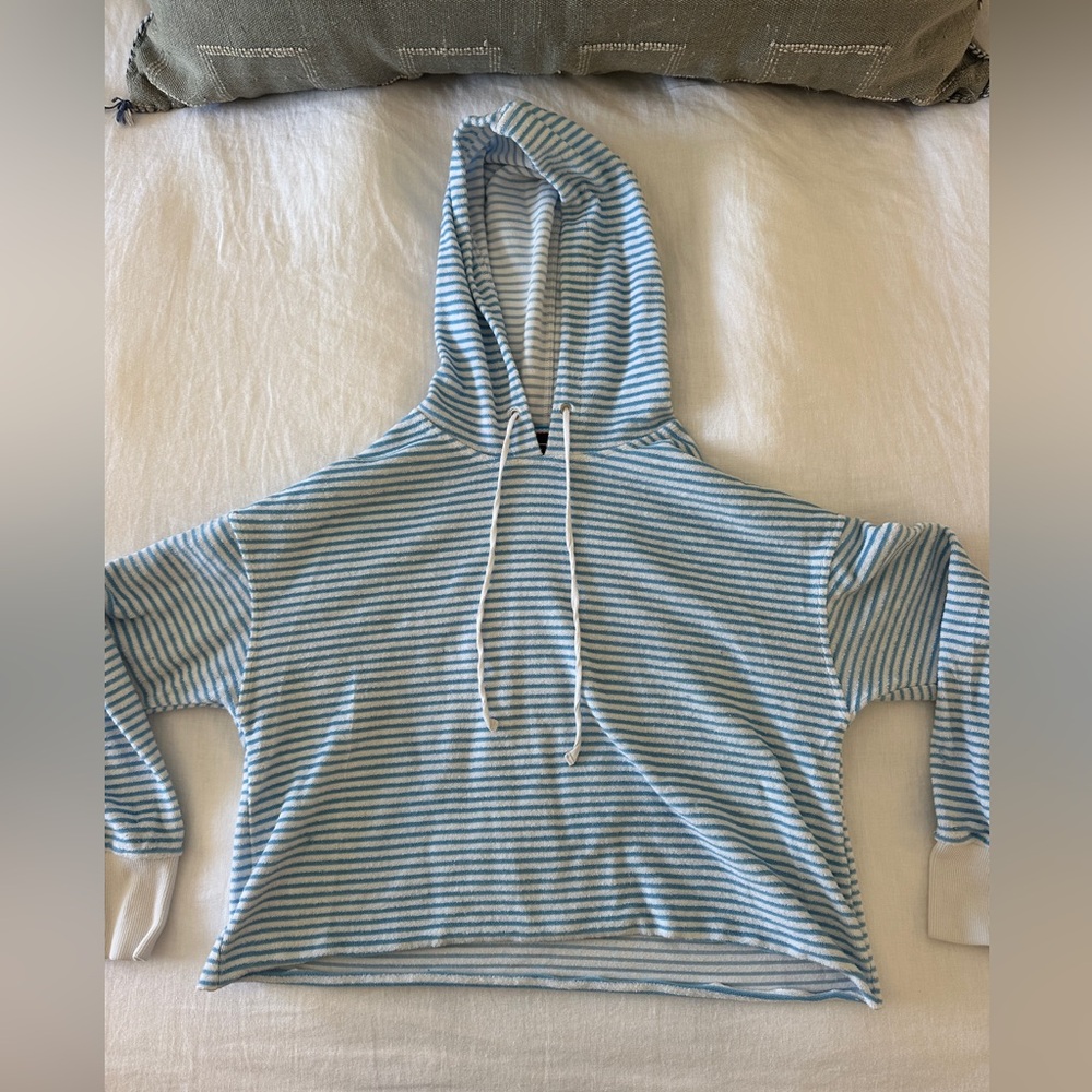 AYR Striped terry cloth Hoodie in Blue and White